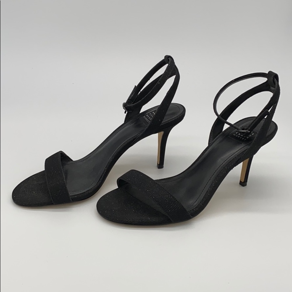 Black glitter formal strappy heels size 6.5